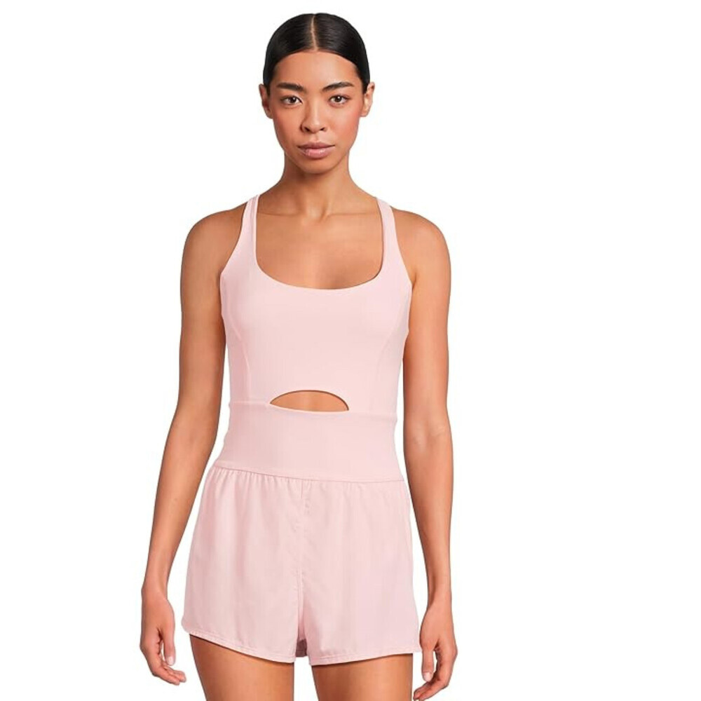 Free People FP Movement Righteous Runsie Womens Large Pink Romper Active RED1348